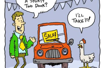 a dad joke about a guy selling a car to a chicken