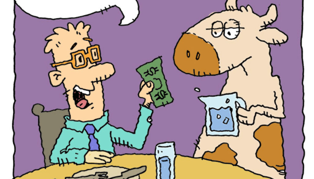 a dad joke about a cow as a waiter