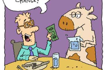 a dad joke about a cow as a waiter